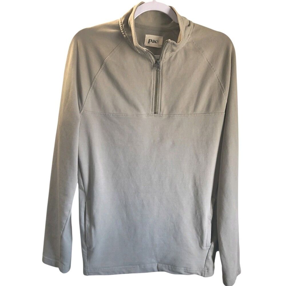 Pact Shirt small  1/4 Zip Organic Cotton Elastane Pullover Tan Khaki Outdoors